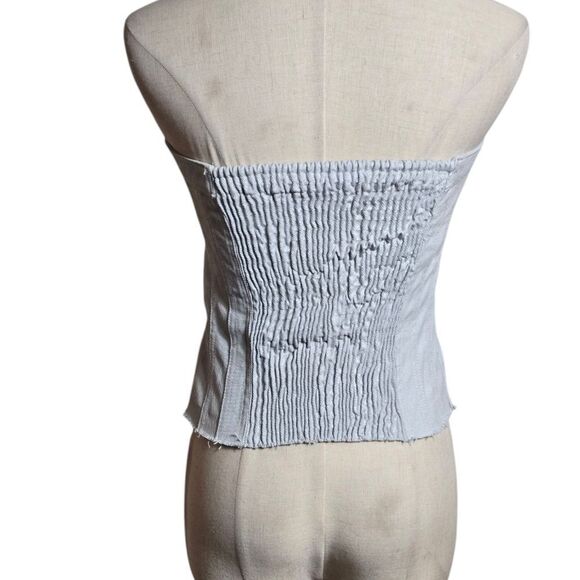 Zara Women's Gray Button-Up Denim Tube Top - Picture 3 of 6